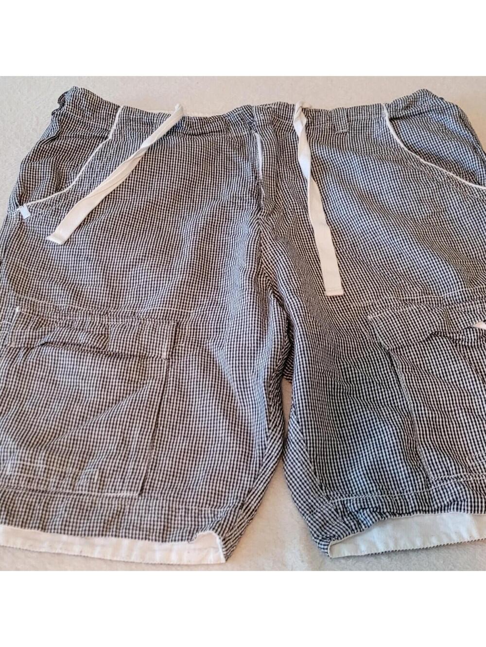 Vintage ROCAWEAR Y2K Designer Original Fit Plaid Drawstring Shorts. Size 38.